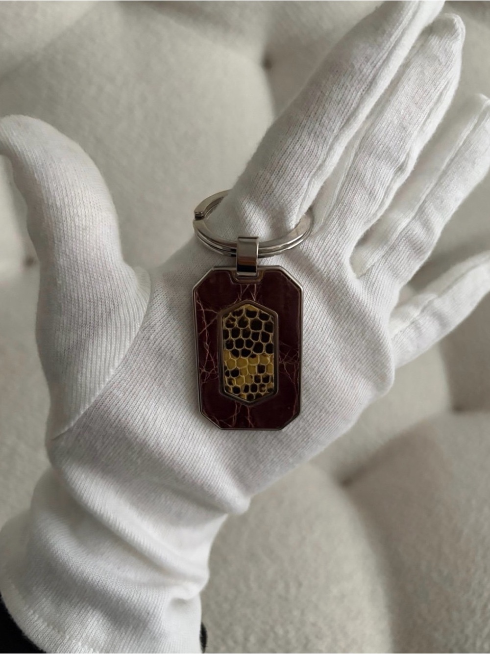 Prada Exotic Skins with Stainless Steel Keychain